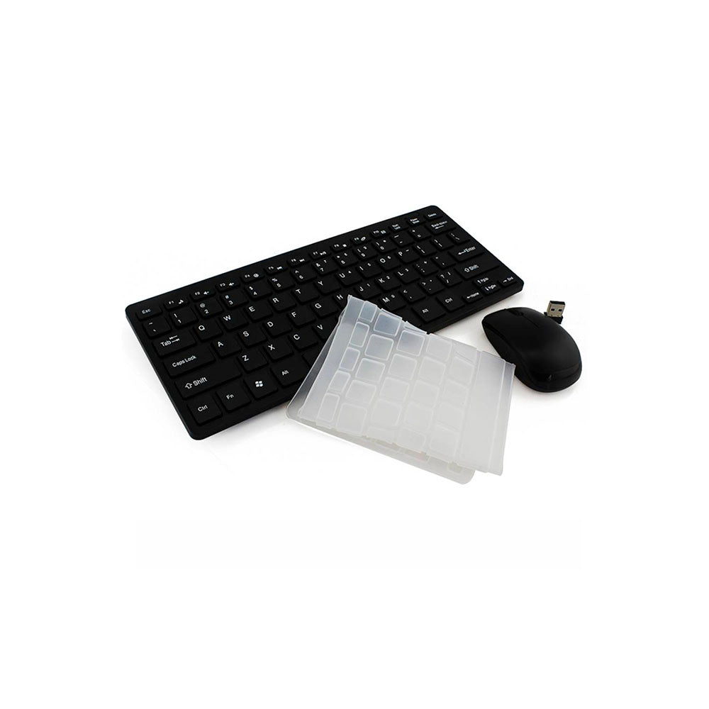 Kit Mini Teclado e Mouse Sem fio Preto USB Slim - K-03