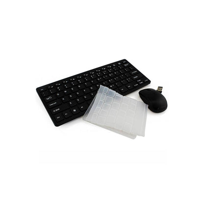 Kit Mini Teclado e Mouse Sem fio Preto USB Slim - K-03 Truedata