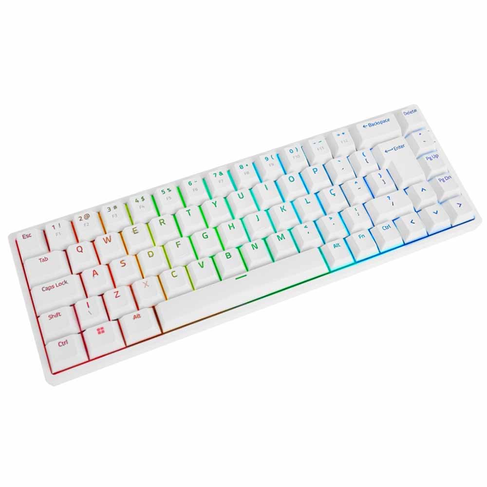 Teclado Gamer Mecanico Akko 3068B Plus White Switch Akko Orange RGB Branco