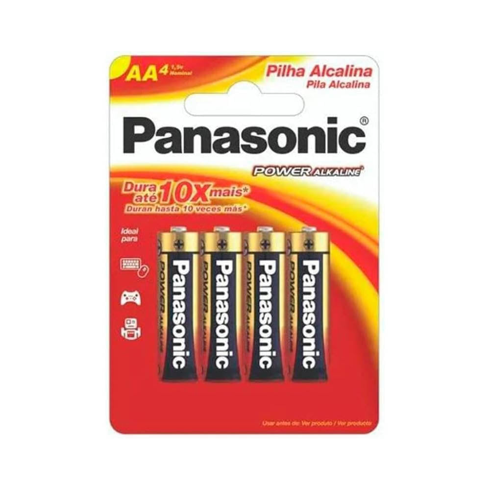 Pilha Alcalina AA Pequena Panasonic  (Cartela C/4 Pilhas) - LR6XAB/4B192 Truedata