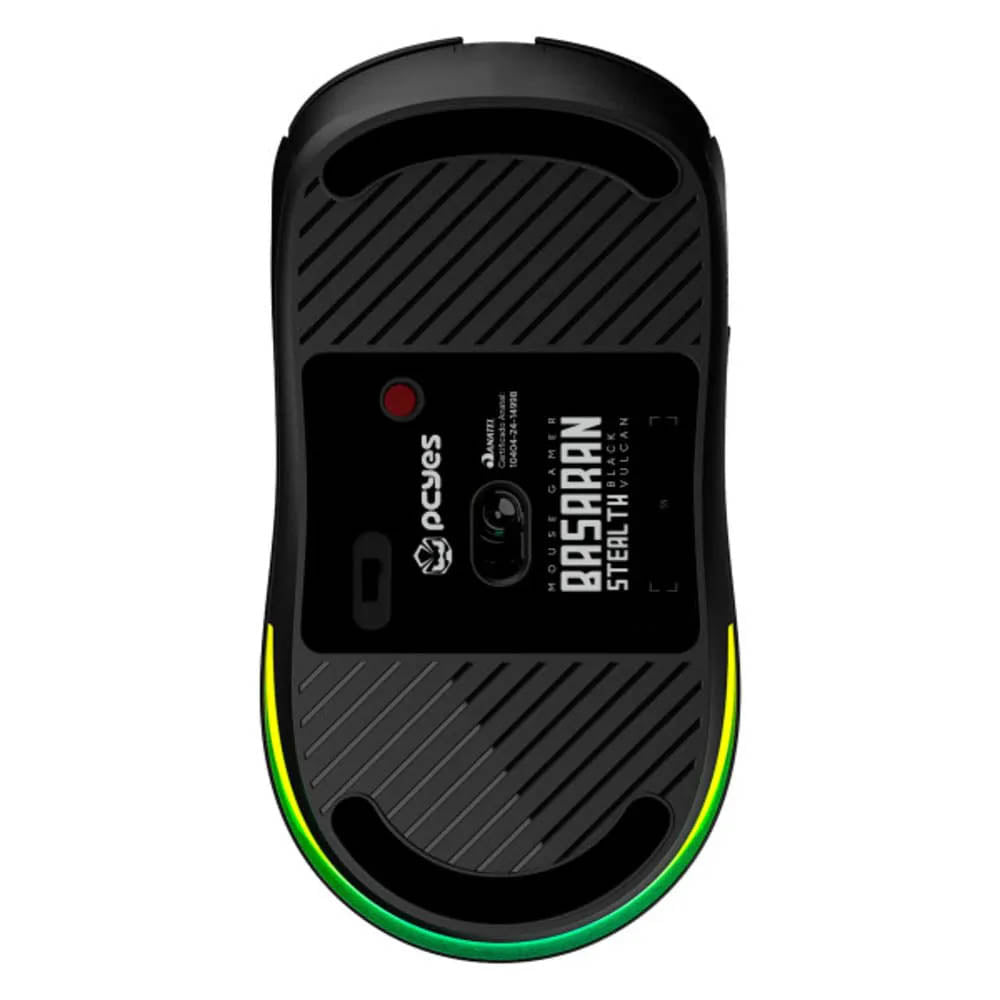Mouse Gamer Sem Fio PCYes Basaran Black Vulcan 6 Botões 10000dpi RGB Preto - PMGBRSTBV