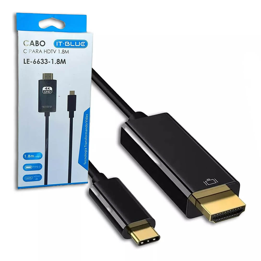 Cabo Conversor Usb Tipo C Para Hdmi 1.8m It-Blue - LE-6633-1.8M