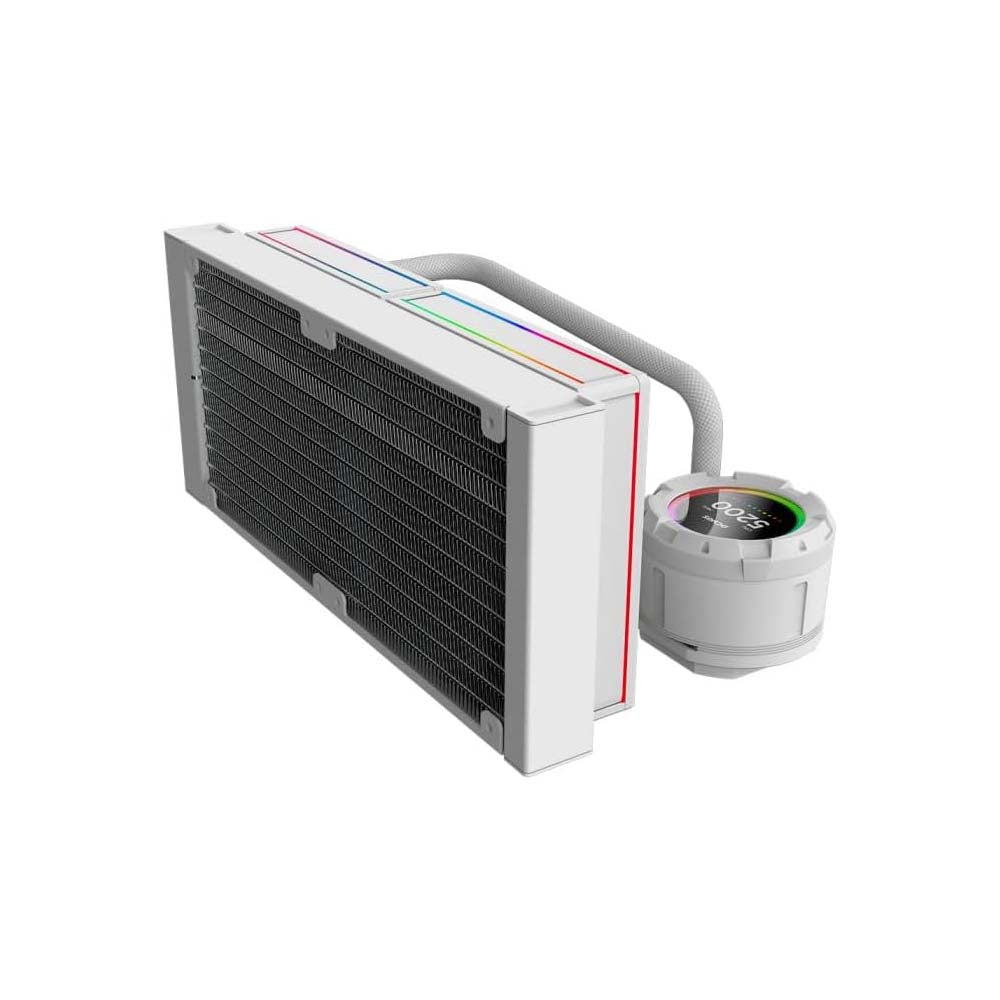 Water Cooler Dual Fan PCYes Vision White Ghost ARGB C/ Visor Lcd 2,1" (Intel/AMD) Branco - VS240WG