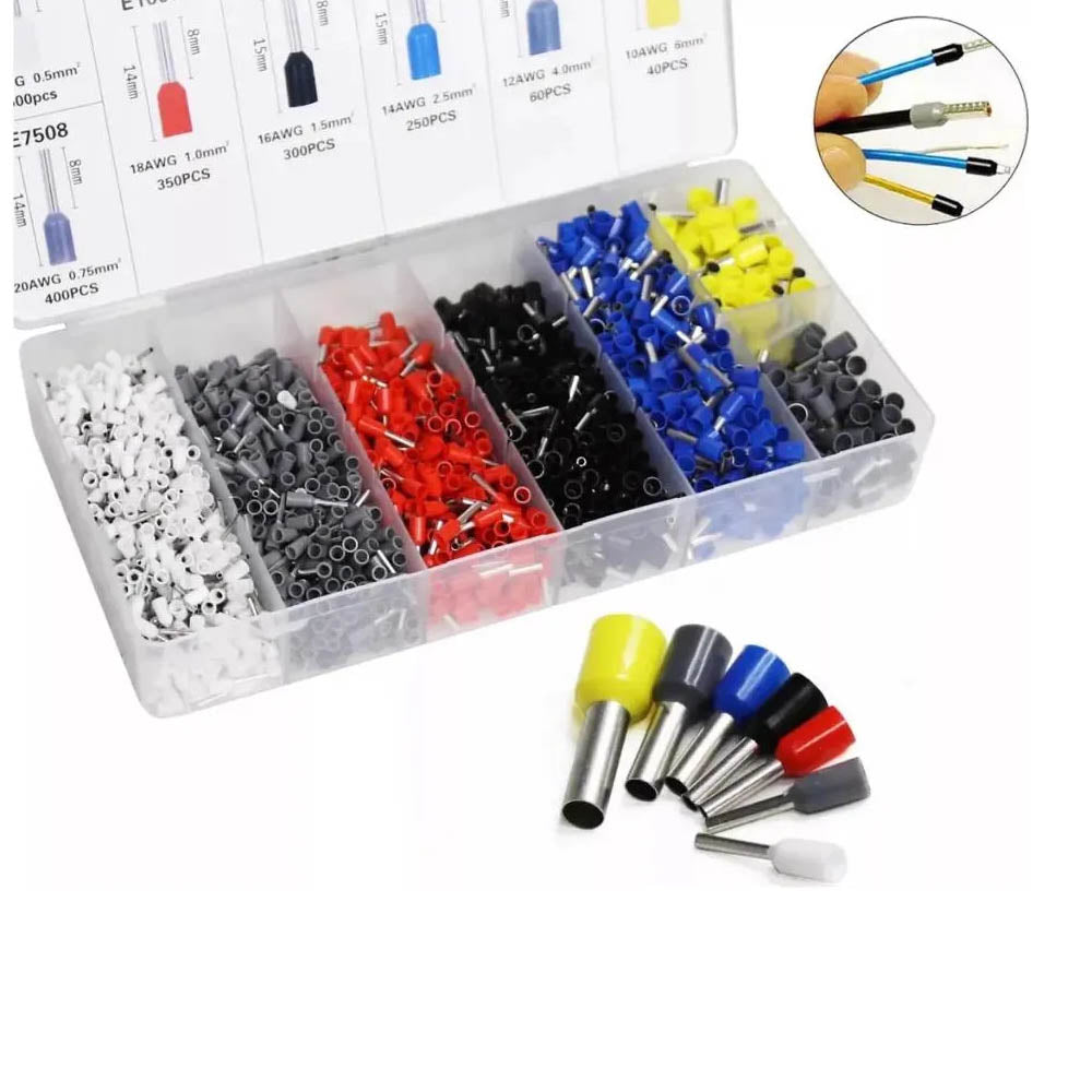Kit de Terminais Ilhos 1900Pcs BomVink Tubulares Eletrica 0.5mm até 0.6mm - BOM-5521