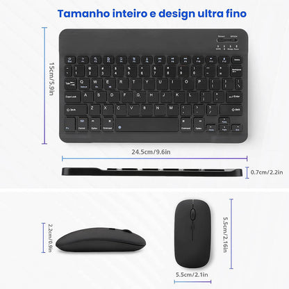 Kit Teclado E Mouse Sem Fio aGold Conexão BT Preto - TCD-03 Truedata
