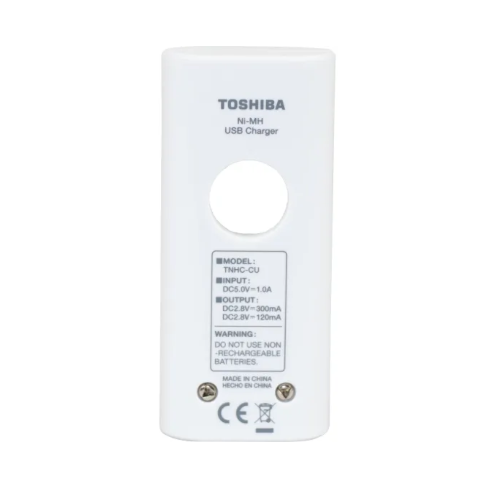 Carregador De Pilhas USB Toshiba C/ 2 Pilhas AA 2000Mah - TNHC-6GME2 CB