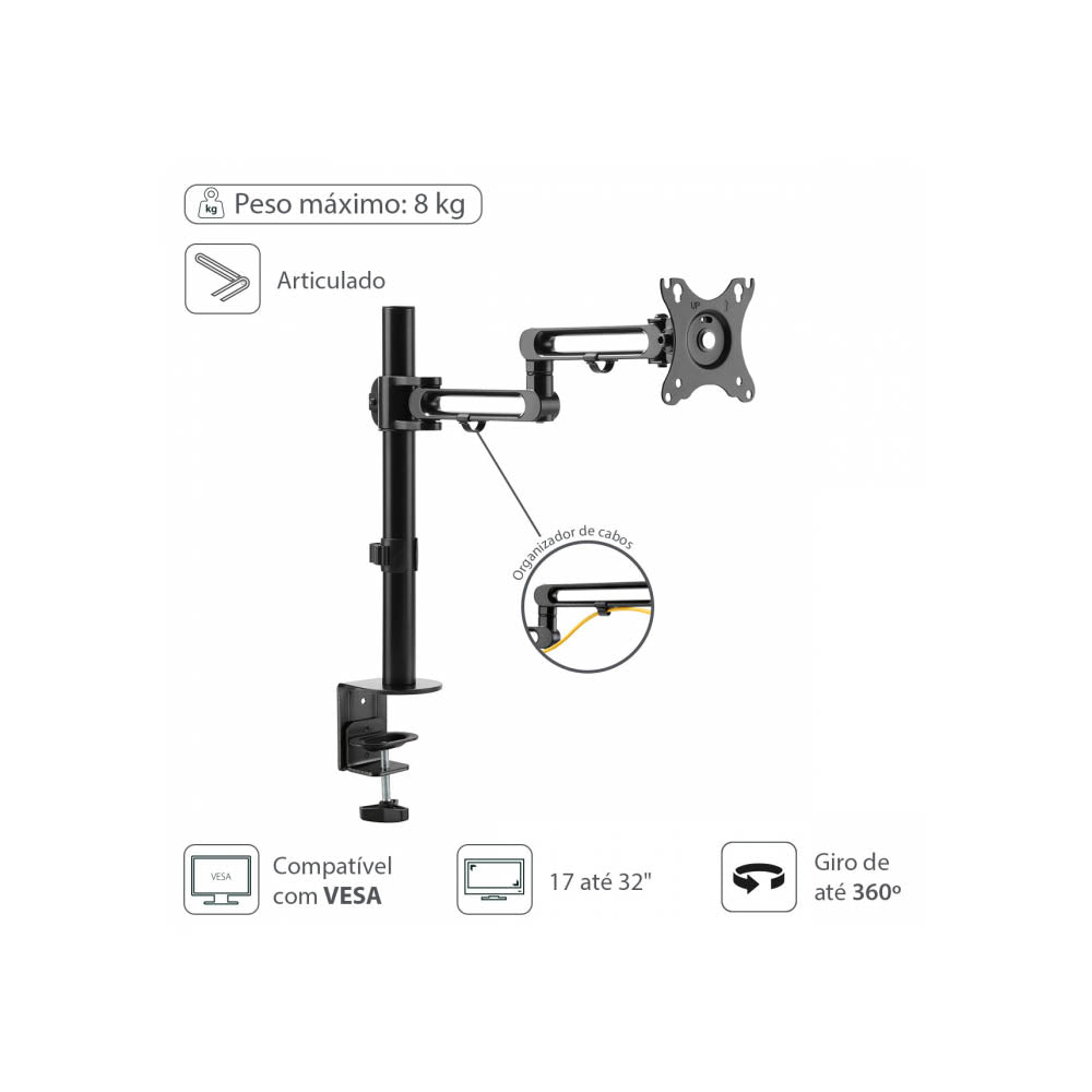 Suporte de Mesa Articulado para Monitor Vinik 17" a 32" - SM400A