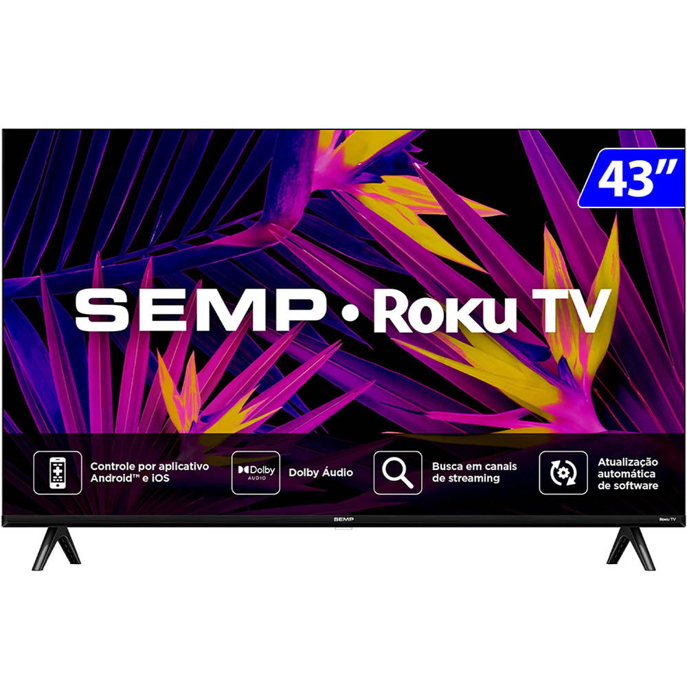 Smart TV Led Semp 43" 4K FHD Wi-fi USB HDMI Roku TV - 43R6610