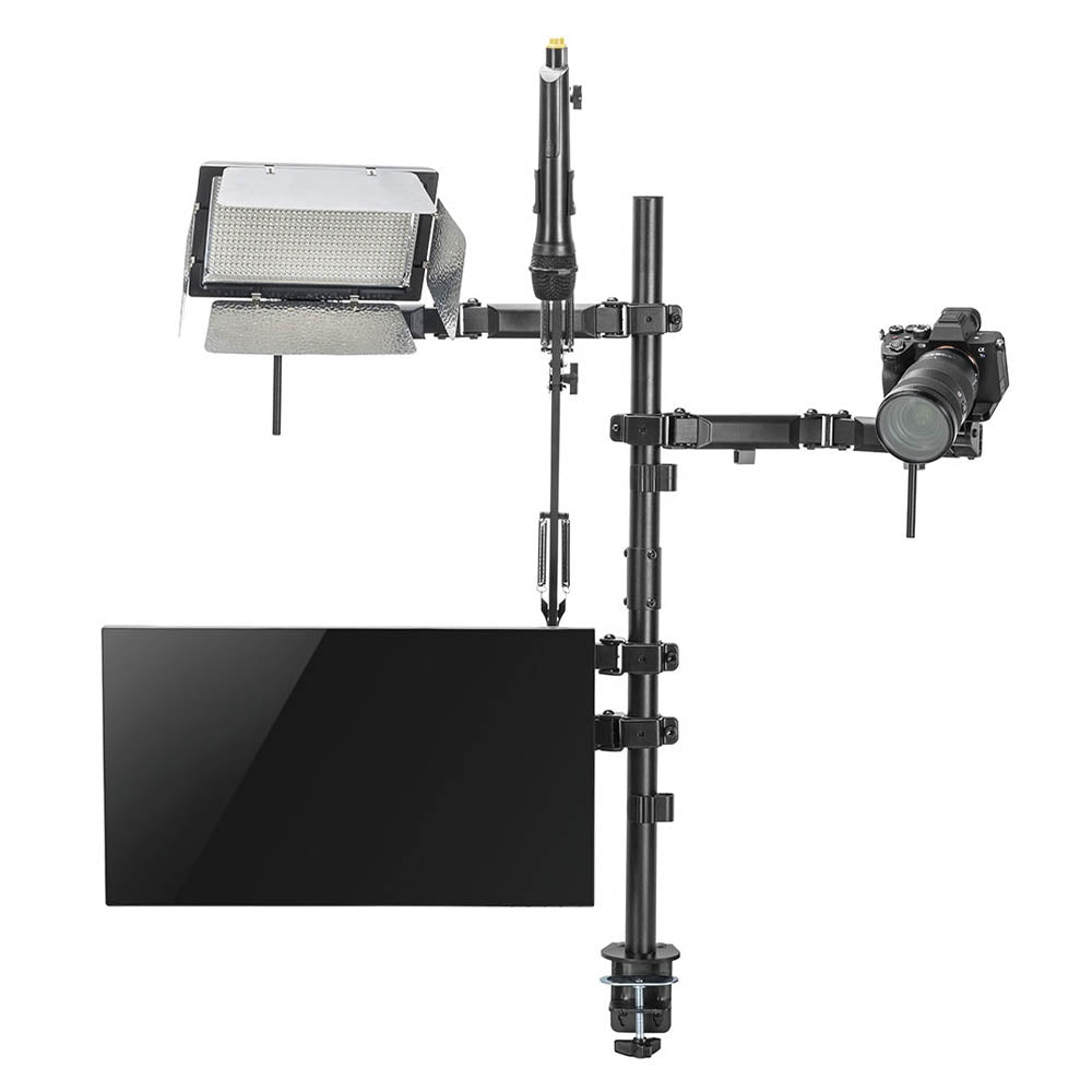 Suporte 4 em 1 Estúdio Setup Stream PCYes P/ Monitor, Microfone, Luz e Câmera - SE-MDS1041