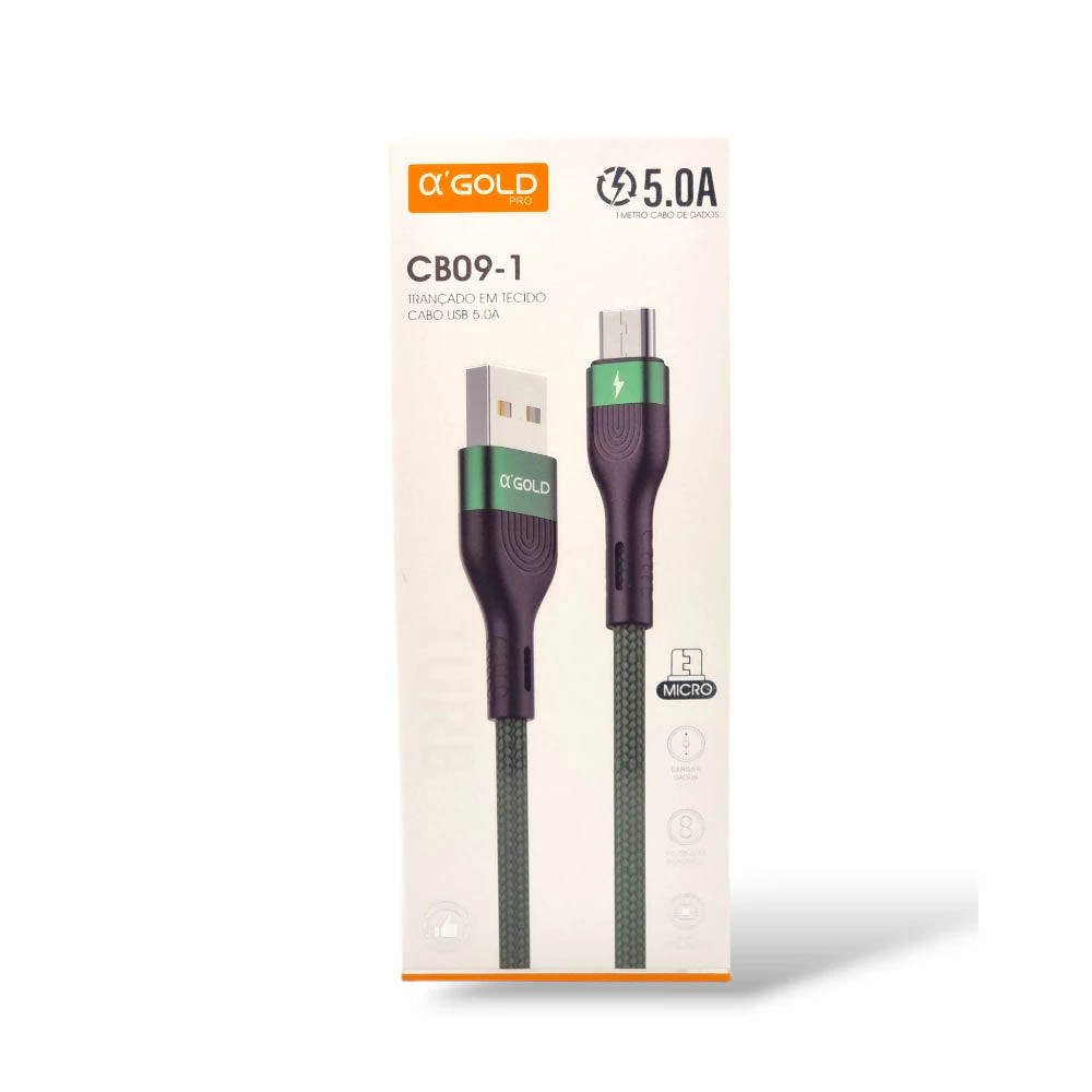 Cabo Usb P/ Tipo C Para Celular Carregamento Rapido 5.0A 1mt aGold - CB09-3