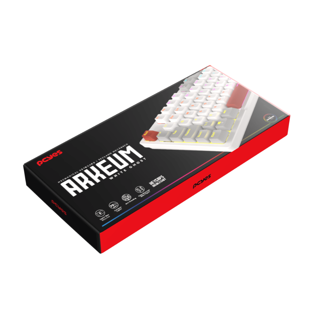 Teclado Gamer Mecanico PCYes Arkeum 75% White Ghost - Switch Blue - AKWG75BBR
