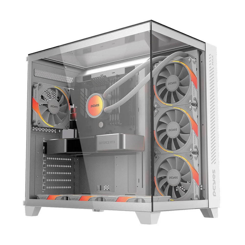Gabinete Gamer PCYes Mid Tower Forcefield MAX White Ghost Branco Com Lateral e Frente em Vidro Temperado - GFFMAXWG