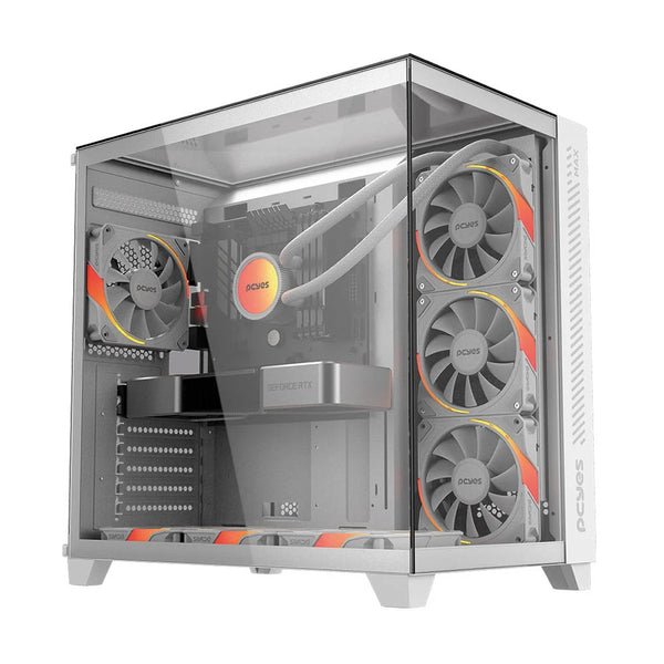 Gabinete Gamer PCYes Mid Tower Forcefield MAX White Ghost Branco Com Lateral e Frente em Vidro Temperado - GFFMAXWG