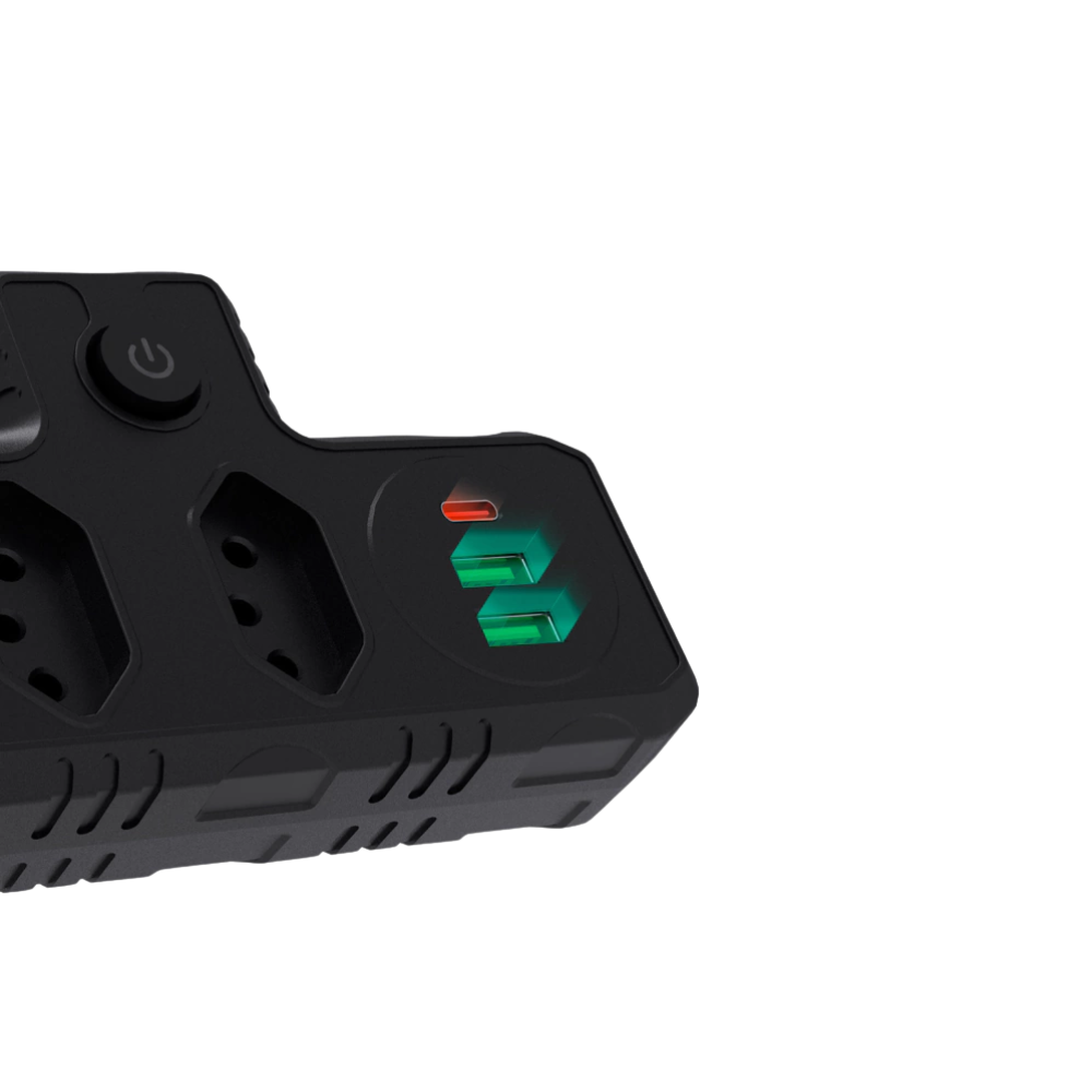 Extensor C/ 3 Tomadas de Energia + 2 Usb 2.1A + 1 Usb-C PD 10A Coibeu C/ Interruptor