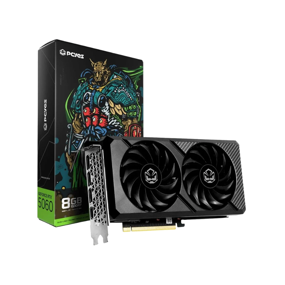 Placa De Video 8Gb RTX 5060 Gddr7 Dual Fan PcYes Nvidia Geforce 128bits 3x Displayport Hdmi - PVRTX5060B2F128