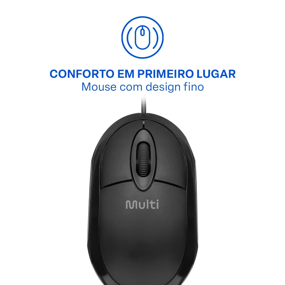 Kit Teclado E Mouse Com Fio Multi CF600 USB Preto - TC609