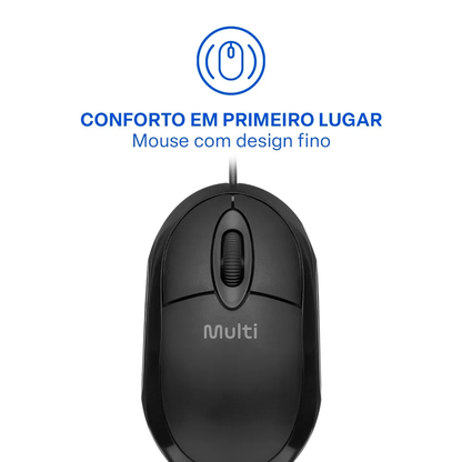 Kit Teclado E Mouse Com Fio Multi CF600 USB Preto - TC609