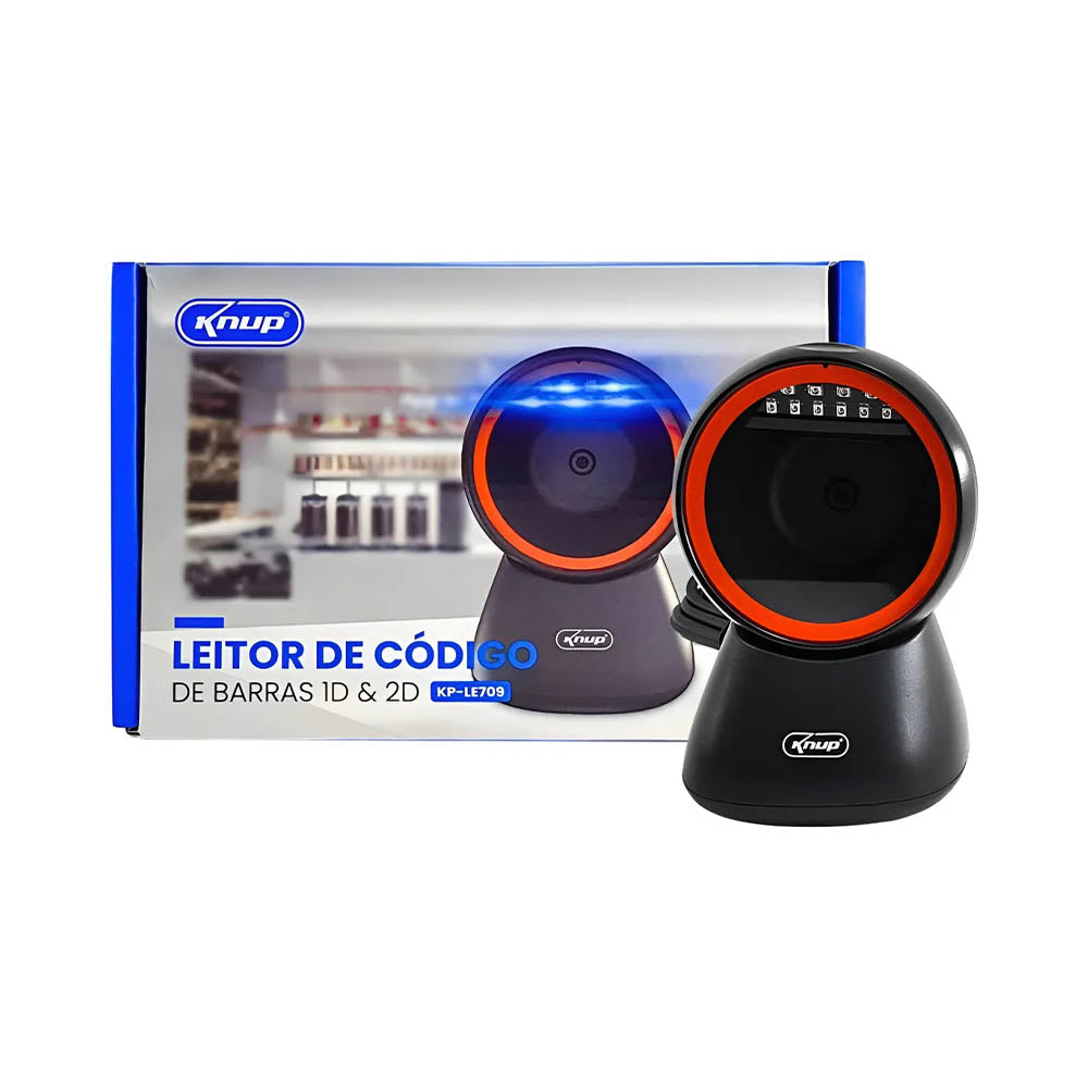 Leitor De Código De Barras Knup 1d 2d Usb Semi Fixo - KP-LE709