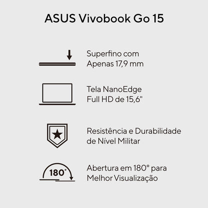Notebook Asus Vivobook Intel Core I3-N305 4gb 128gb Ssd 15.6 Pols Prata Win11 Home - E1504GA-NJ440W