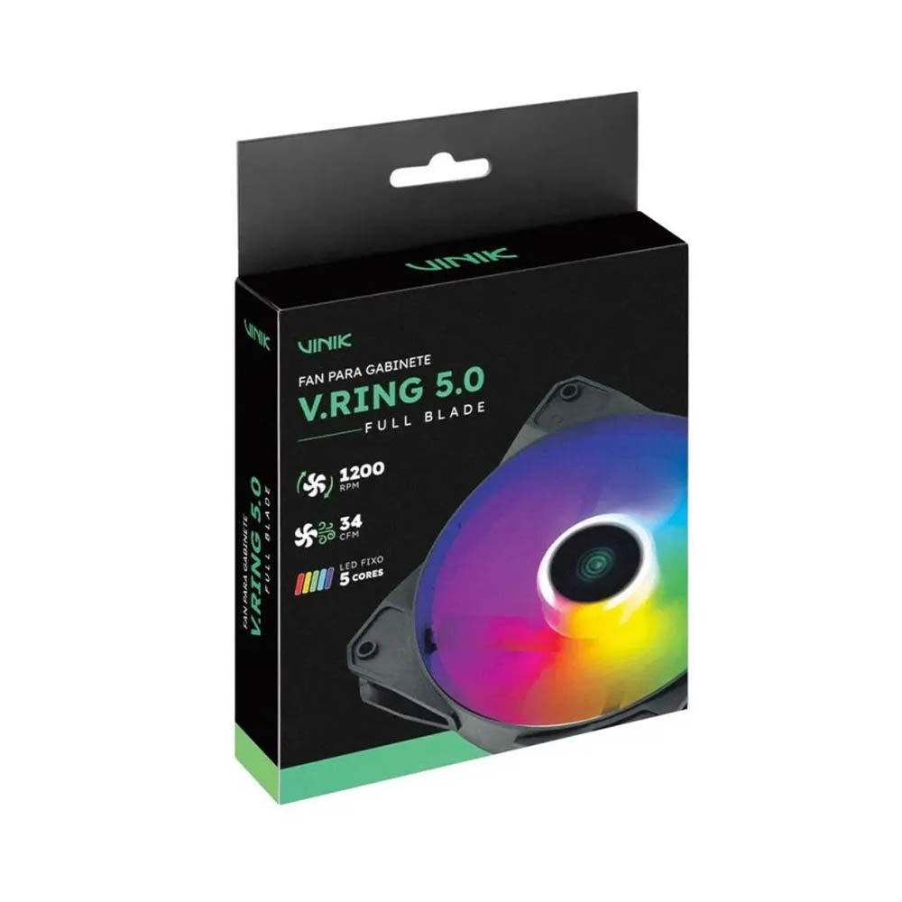 Cooler Fan Para Gabinete Vinik V.Ring 5.0 Full Blade Led Color Preto 120mm - VRINGFBFX5