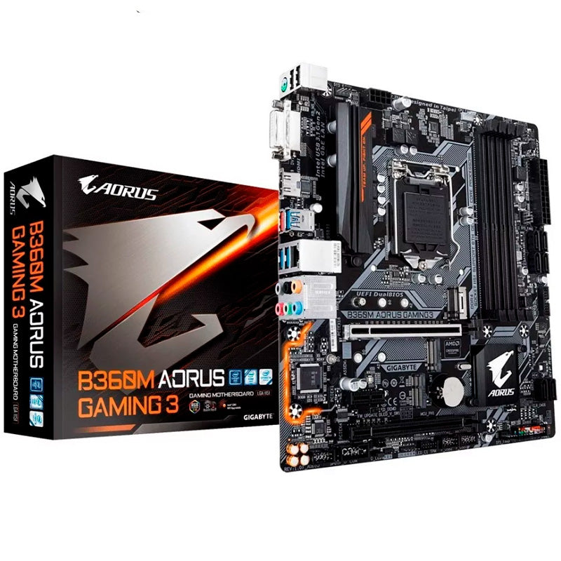 Placa Mae Gigabyte B360m Lga 1151 M-Atx Ddr4 2666mhz Hdmi M2. Usb 3.1 Aorus Gaming (8 E 9 Geração)