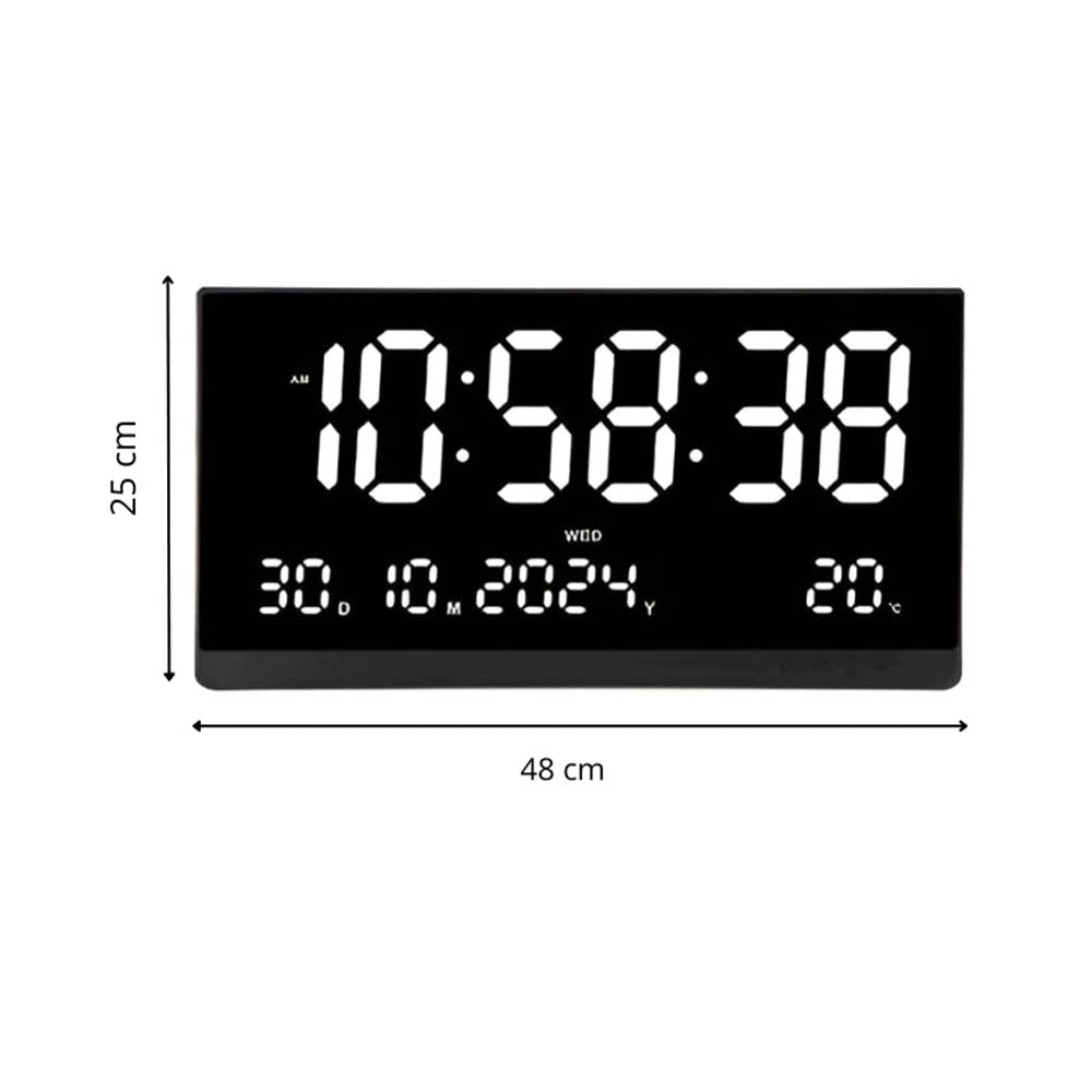 Relogio De Parede 48cm Led Digital Hora Calendário Temperatura Oasis - OIH-6210