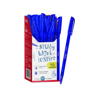 Caneta Esferográfica Ponta Média 1,0mm Azul Keep - EI091
