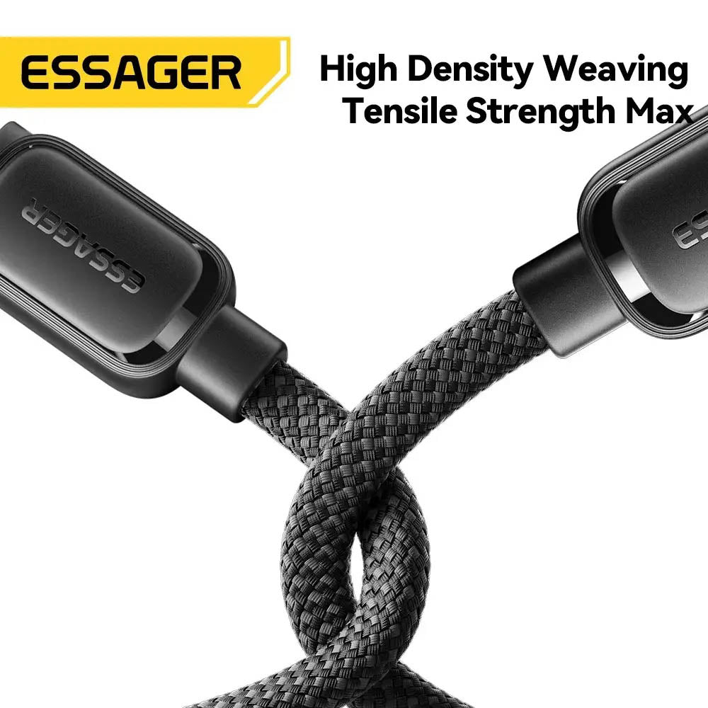 Cabo de Dados Magnético USB-C Essager 60w 1.0mt Nylon Preto - EXCTT2-TD01-P