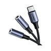Cabo de Áudio USB Tipo C Macho p/ P2 Femea Ugreen Prata/Preto - AV144