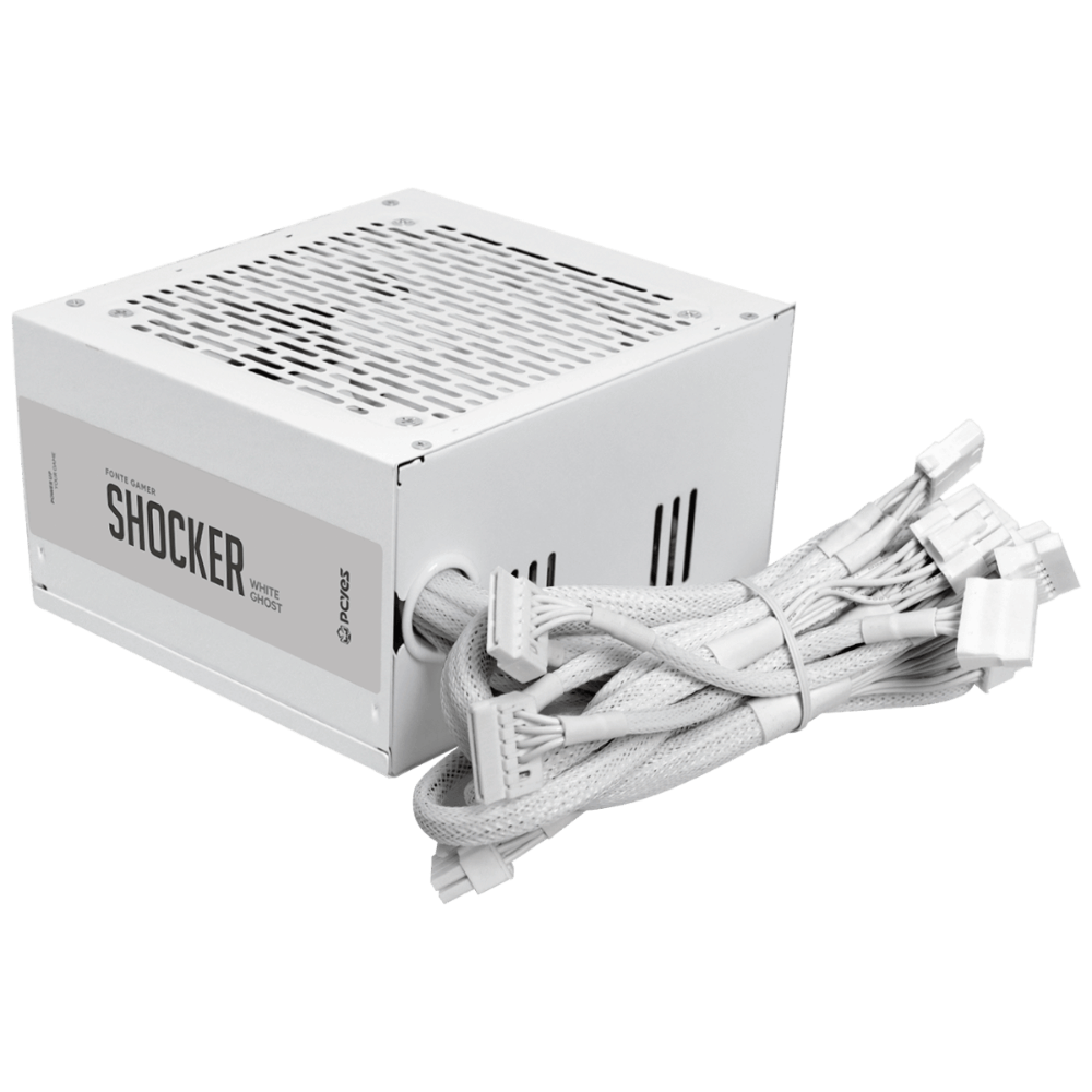 Fonte Real Gamer Atx 500w Shocker 80 Plus Standard PCYes Pfc Ativo White Ghost - PF500SHWG