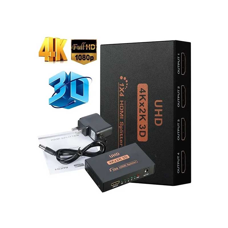 Splitter Multiplicador Divisor De Sinal Hdmi 4 Portas 1 X 4 4k