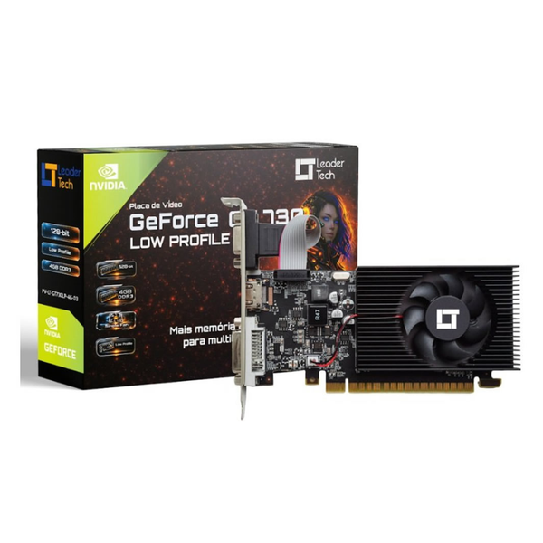 Placa De Video 4Gb GT 730 Ddr3 Leadertech Geforce 128Bits  Dvi Hdmi Vga - PV-LT-GT730LP-4G-D3