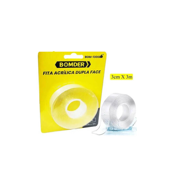 Fita Dupla Face Acrílica Bomder 3cm x 300cm - BOM-1306