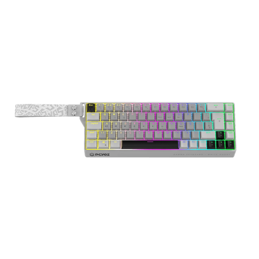 Teclado Gamer Mecanico Magnetico PCYes Gamma White Ghost 8000Hz Usb Led Rgb - PMGMWG