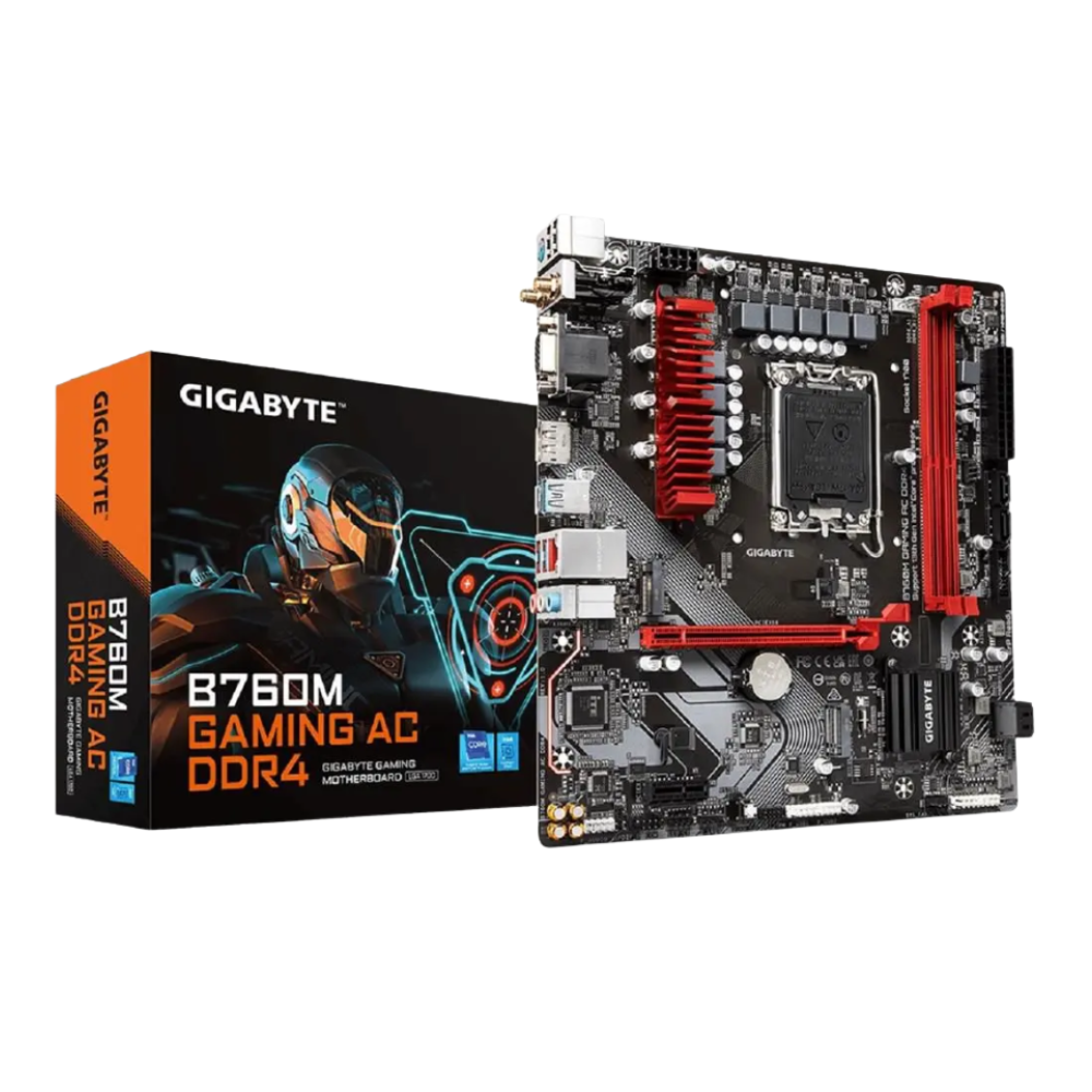 Placa Mae Gigabyte B760M Gaming AC Micro ATX Intel Lga 1700 Ddr4 Wi-fi Hdmi DP Usb-C (12a, 13a e 14a Geração)