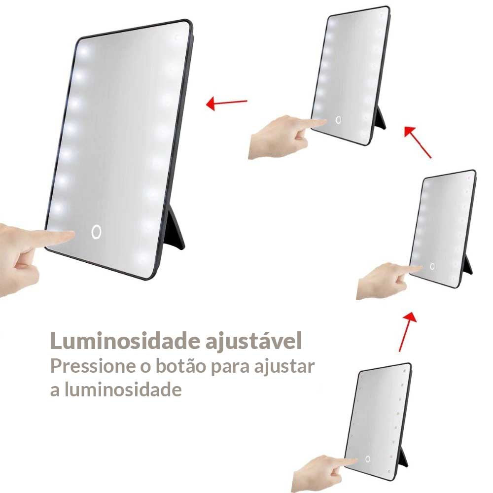 Espelho de Mesa Para Maquiagem Com 16 Luzes de Led Reguláveis