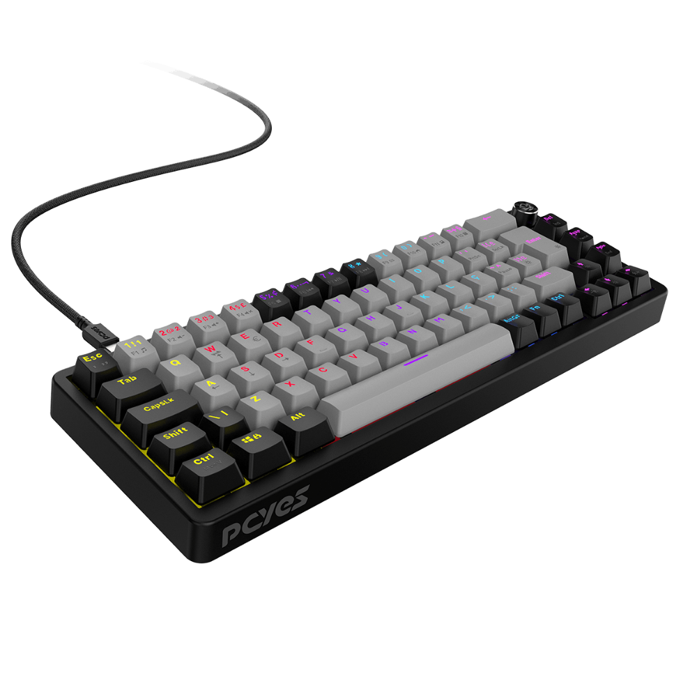 Teclado Gamer Mecanico PCYes Mecka Black Vulcan 65% Switch Red Led Rainbow - TPMKBVRD