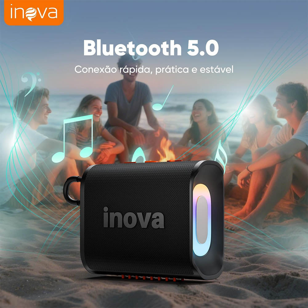 Caixa de Som Portátil Bluetooth Inova Go 4 Pro Bluetoth, RGB, Rádio FM, Verde - RAD12416