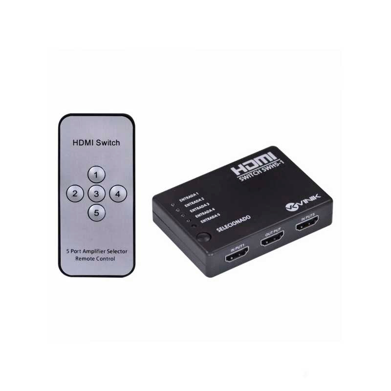 Switch Hdmi 5 Portas Vinik - Controle Remoto - Conecta Até 5 Aparelhos Em 1 Monitor