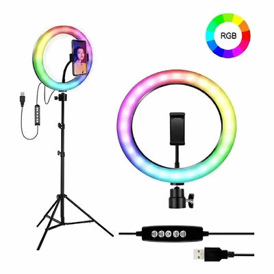 Kit de Iluminação Fotográfica para Smartphone Ring Light RGB Oberon- OR-PL10R