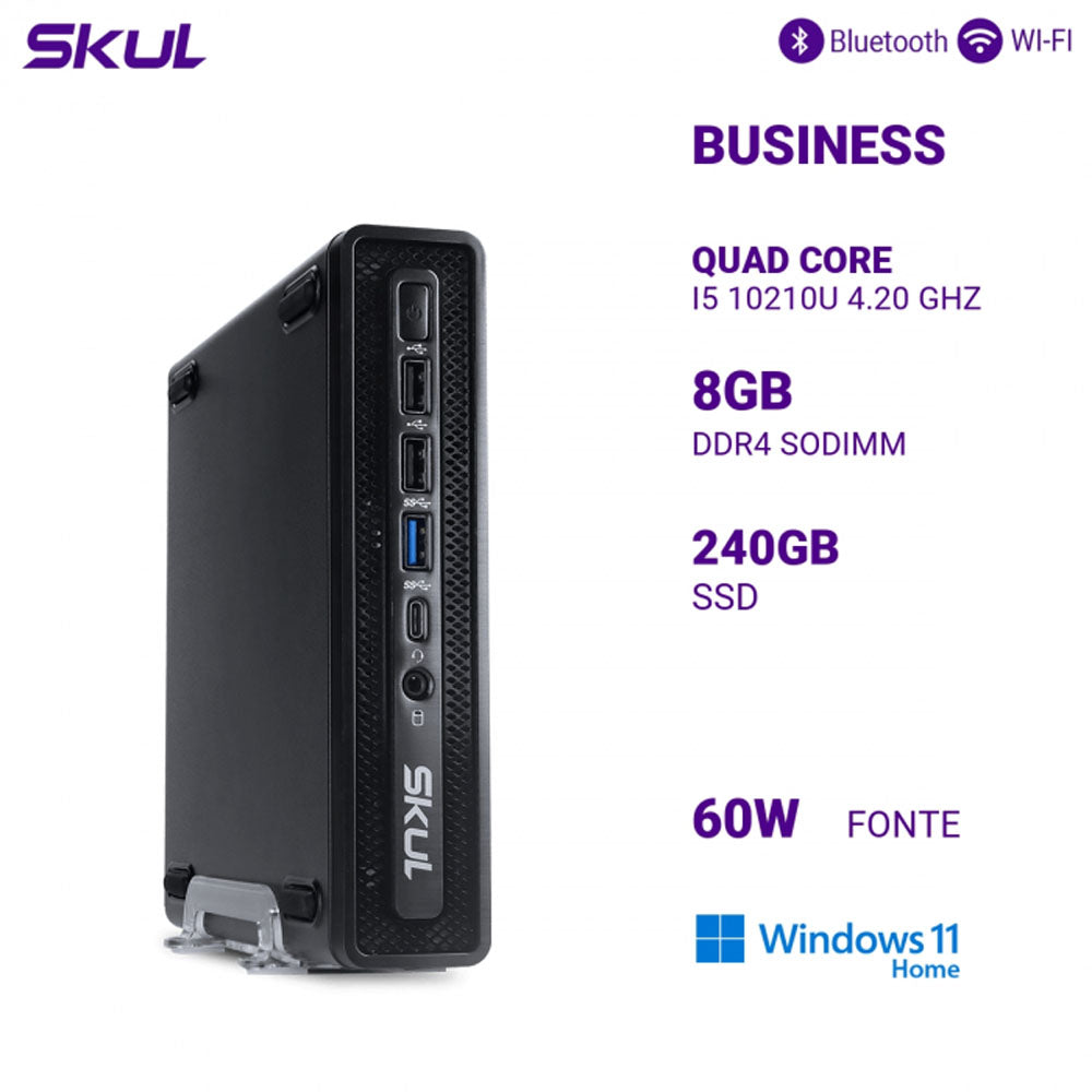 Mini Computador Skul B500 Intel I5-10210U 4.2Ghz 4gb Ssd 240gb Fonte 60w W11 Home - 185138