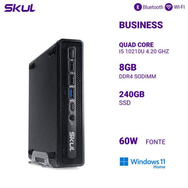 Mini Computador Skul B500 Intel I5-10210U 4.2Ghz 4gb Ssd 240gb Fonte 60w W11 Home - 185138