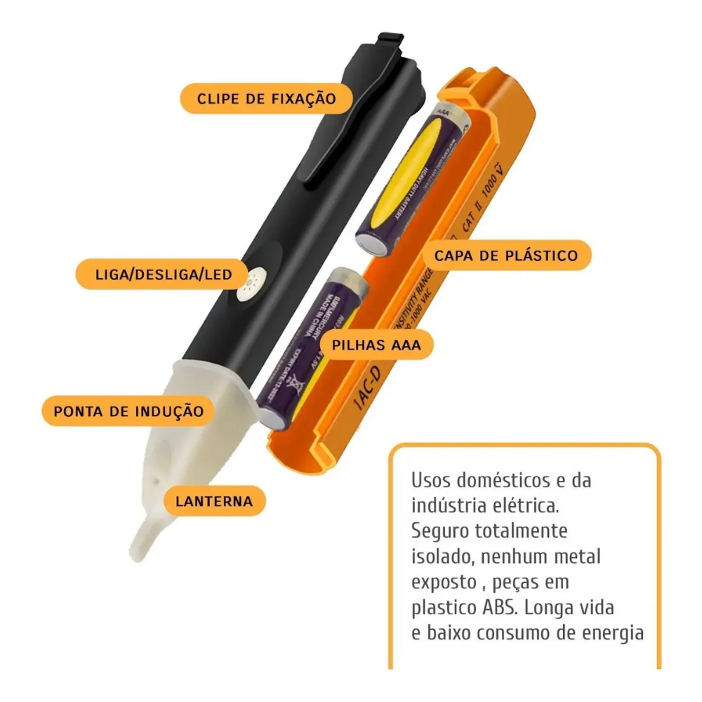 Detector Testador de Tensão Bomder C/ Pilhas - BOM-6401