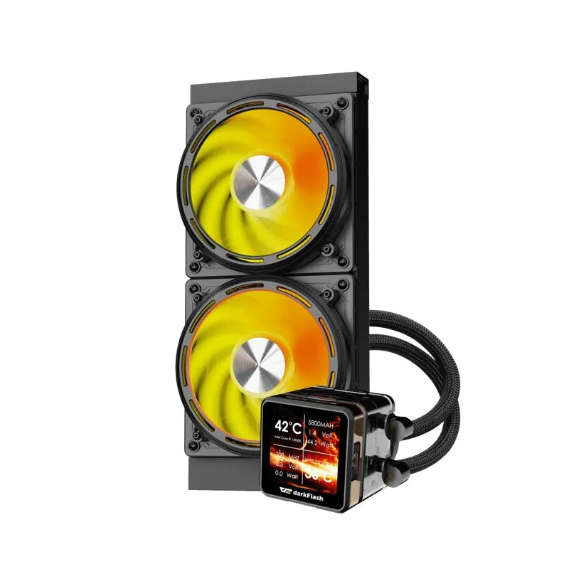 Water Cooler Dual Fan Darkflash Black ARGB 240mm C/ LCD (Intel/AMD) Preto - DE240