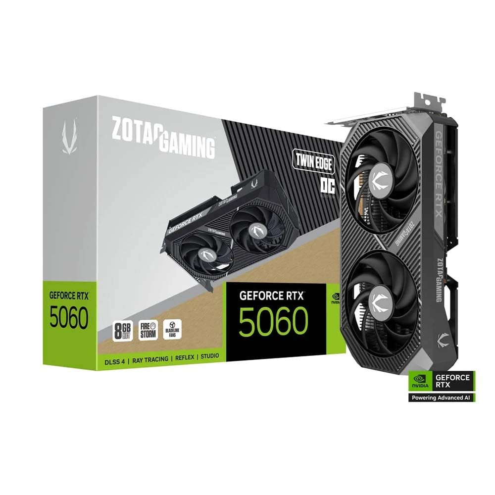 Placa De Video 8Gb RTX 5060 Gddr7 Zotac Nvidia Geforce Twin Edge 128bits 3x Displayport 1x Hdmi - ZT-B50600H-10M