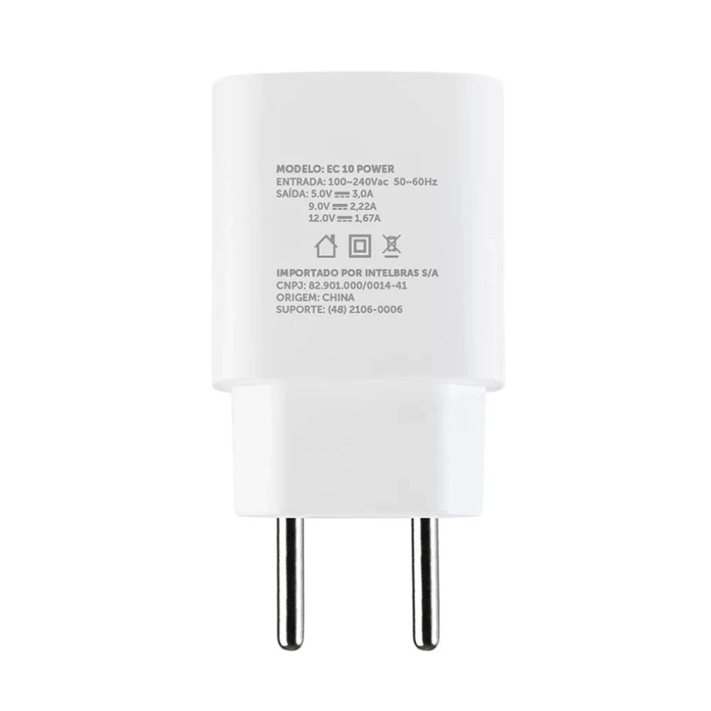 Carregador De Parede com 1 Saída Usb Tipo C PD 20W Intelbras EC10 Branco - 4820103