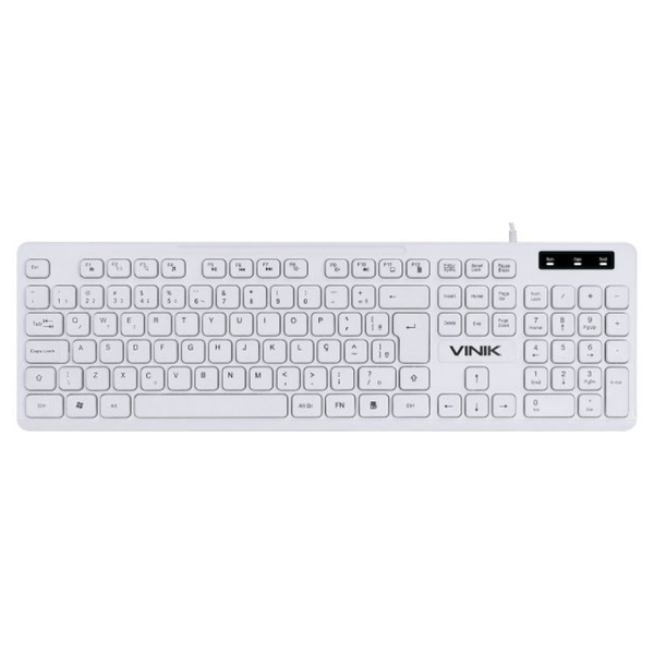 Teclado Usb Multimídia Vinik Slim  Abnt2 Branco - TCB200