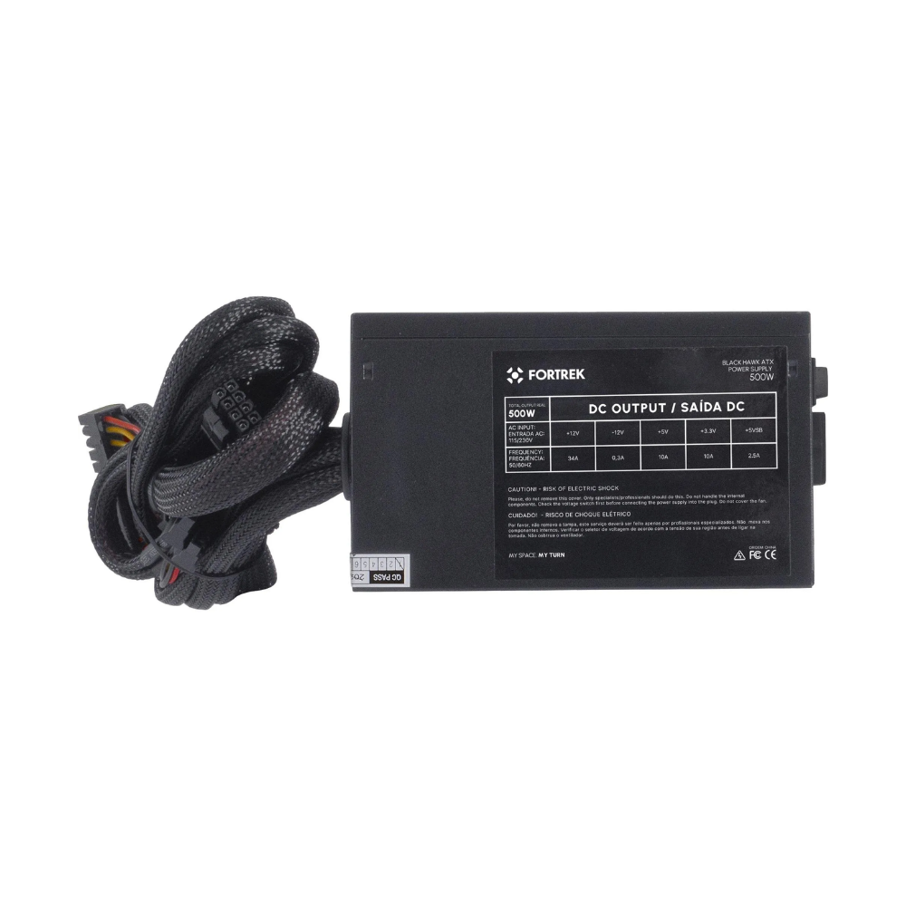Fonte Real Atx 500w Fortrek 80 Plus Bronze Black Hawk PFC Ativo S/ Cabo Biv - 70459