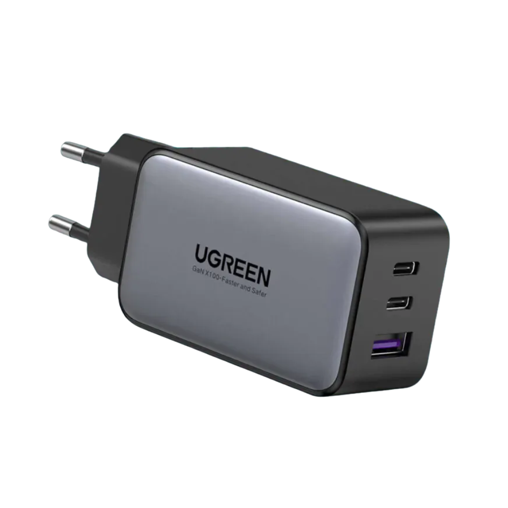 Carregador De Parede Ugreen Turbo PD GaN 65W C/ 2x Usb-C e Usb - CD244