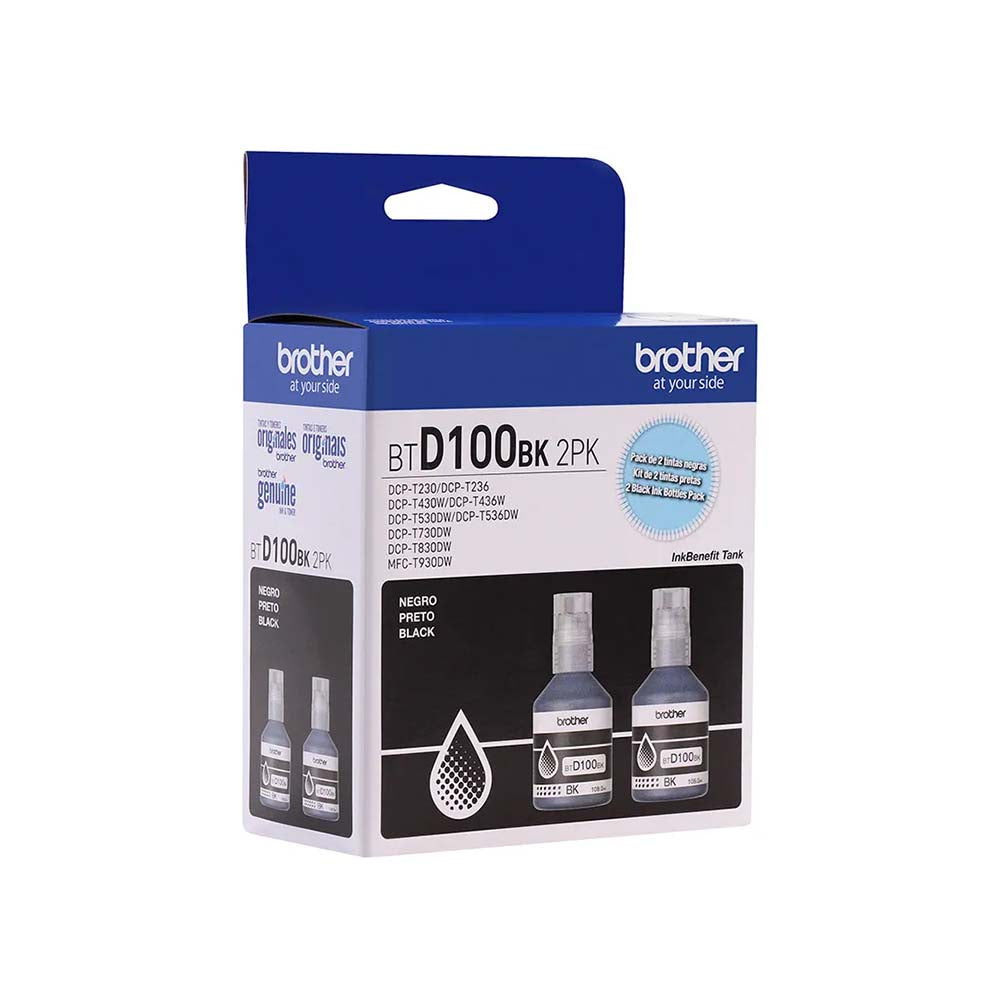 Kit C/ 2 Refil De Tinta Brother Preto 108ml - BTD1002PK